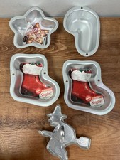 Tin Baking Set Vintage Cookie Cutter $ Star Cane Stocking Mini Molds