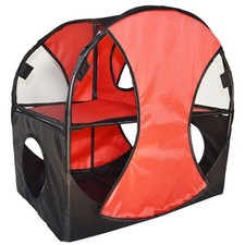 Kitty Play Pet Cat House Red  Black - One Size