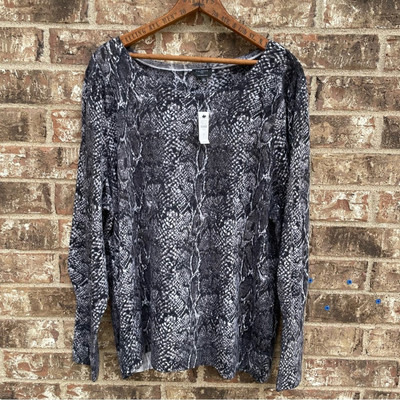 Talbots Women 3X Long Sleeve 100% Merino Wool Sweater Snake Animal Print Flowy