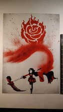 RWBY Ruby Rose Inspired Fan Art Print Scythe Rose Wall Art Unidentified Rare...