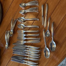 Vintage 1847 Rogers Bros. IS Flair Silverplate Flatware Set 49 Pieces MCM  