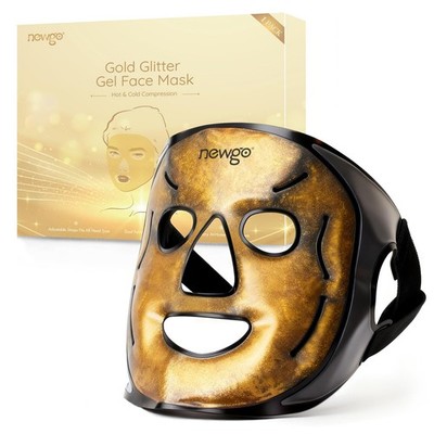 NEWGO Cooling Gel Ice Face Mask   Hot & Cold Therapy for Facial, Black Golden
