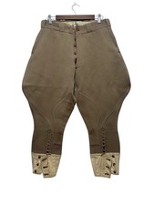 1910-1930 Wool Twill Jodhpurs Riding Pants Men 32 Brown Equestrian Breeches Chor