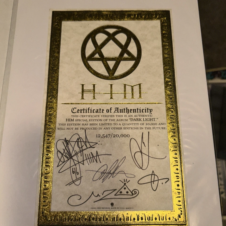 Him Dark Light Rare 2005 Band Signed Coa From The Tin Box Set Villa Valo 1/20000 - Image 4 of 4