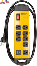 8 Outlet Heavy Duty Surge Protector Power Strip with 6Ft Cord Black Yellow