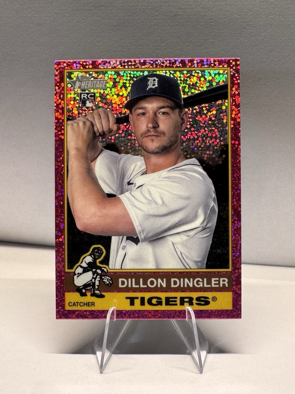 2025 Topps Heritage - Dillon Dingler #130 Chrome Pink Sparkle Refractor (RC)