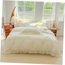 Chic Lace Bedding with Lovely Bow-Romantic Ruffle Duvet Cover Set, Twin Yellow