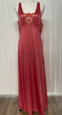 Vintage Gilead Lace 38 Full Length Maxi Nightgown Slip Thulian Pink