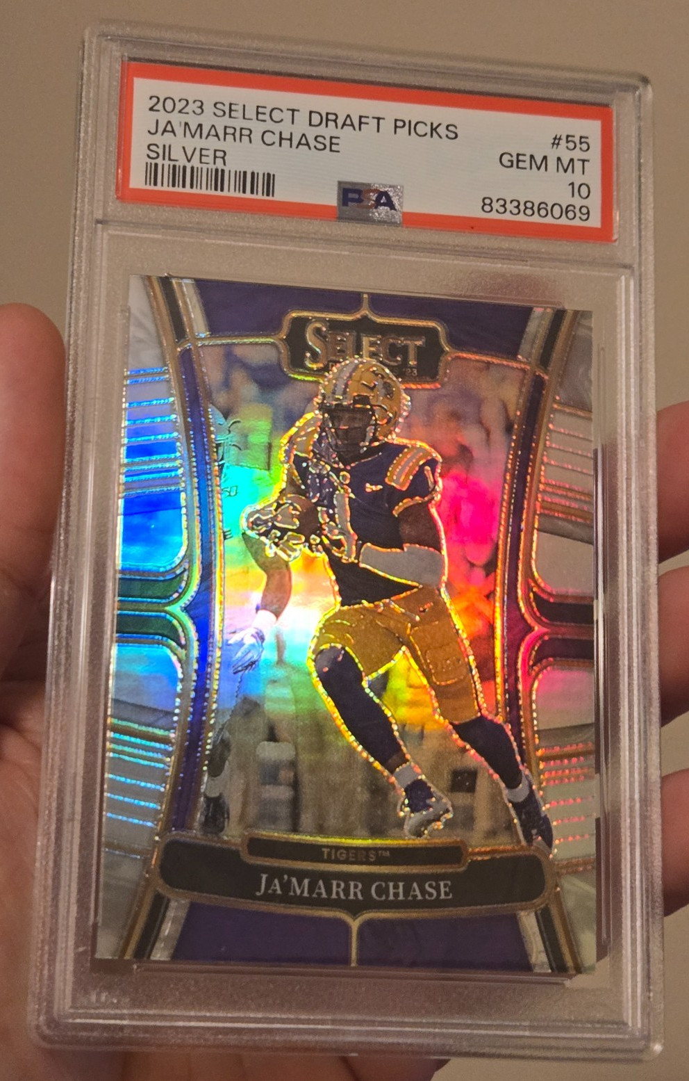 2023 SELECT DRAFT PICKS JA'MARR CHASE SILVER #55 FOOTBALL PSA 10 GEM MINT POP 4