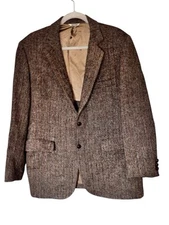 Vintage Harris Tweed Blazer 42R Scottish Wool 2 Button Made USA Handwoven