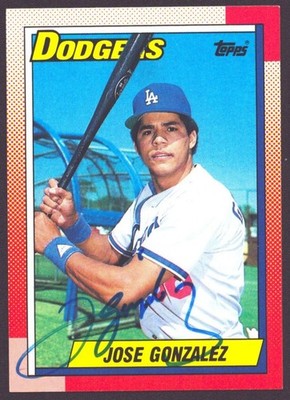 JOSE GONZALEZ 1990 Topps #98 AUTOGRAPH Signed DODGERS AUTO Pirates Angels