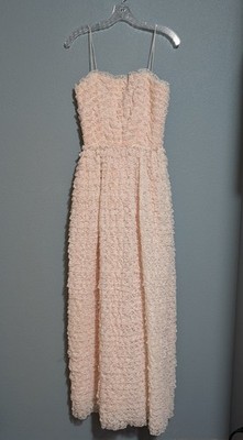 Vintage After Five Harry Action Ivory Lace and Peach Ruffled Dress Sz 10