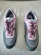 Chanel Wool Suede Calfskin CC Sneakers 40 Multicolor