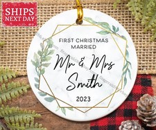 First Christmas Married Ornament 2023  Gift - Our 1st Christmas Married as M...