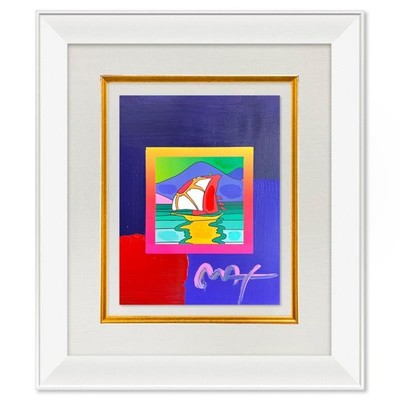 Peter Max ''Sailboat East'' Framed Acrylic Mixed Media Hand Signed