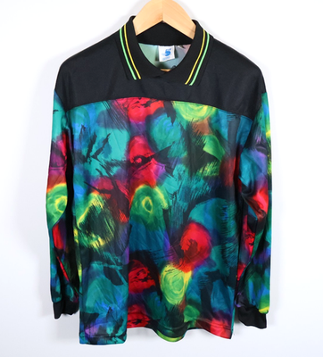 #ad 90s High 5 Soccer Goalie Jersey Men#x27;s Small Colorful Abstract Long Sleeve VTG $35.00