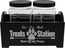 Dog Treat Container Pet Treat Storage Organizer Wood Dog Food Storage Container