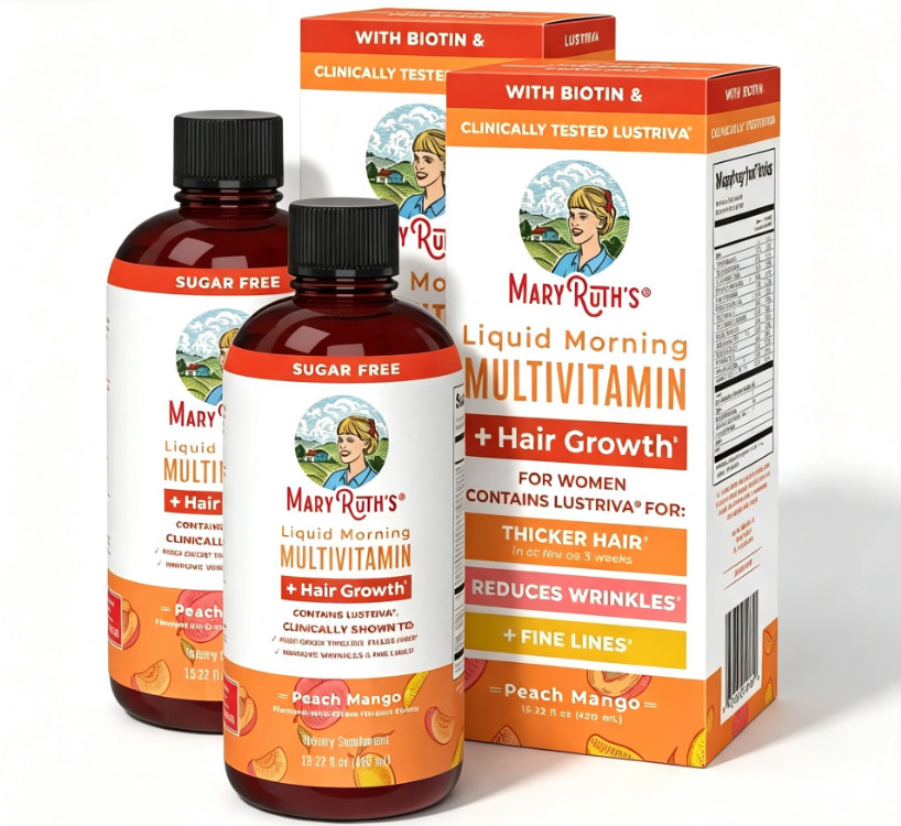 2pc Ruth's Mary Liquid Morning Multivitamin+Hair Growth - Peach Mango-15 fl oz