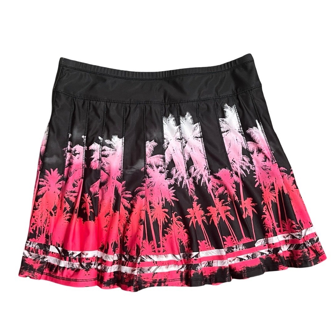Lucky in Love Pink Palm Tree Tropical Pleated Tennis Golf Skort Women Size Small