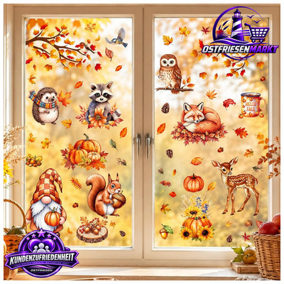 Fensterbilder Herbst Selbstklebend 67 Stück Deko Aufkleber Blätter Thanksgiving