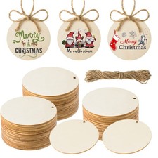 60 Unfinished Wooden Circles with Holes, 3 Inch Wood Discs for Crafts, Blank ...