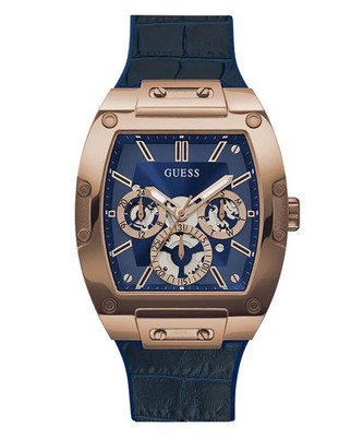 Guess Men's Blue Gold Tone Multi-function Quartz Watch - GW0202G8 NEW