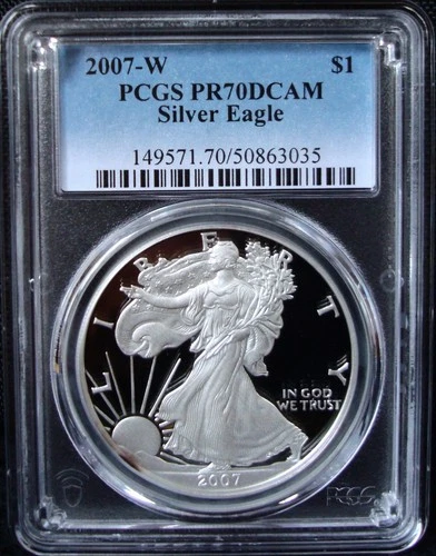 2007-W 1oz Silver American Eagle Dollar - PCGS PR 70 DCAM