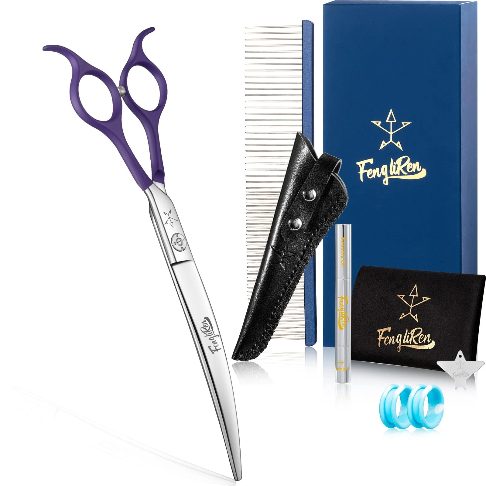 Fengliren Highend Professional Dog Grooming Curved Scissors Pet Curved Shears...