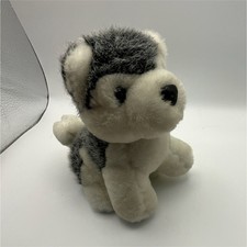 Small Gray White Dog Plush Stuffed Animal