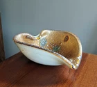 New ListingVintage Avem Murano Art Glass Heart Shaped Bowl Tutti Frutti Gold Flakes
