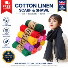 Womens Muslim Hijab Headscarf Scarf Shawl Cotton Linen Head Wrap Long Plain