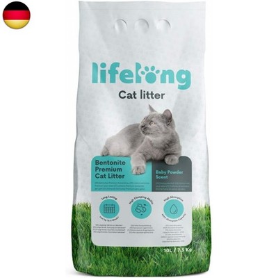 Amazon-Marke: Lifelong Bentonite klumpendes Baby Puder Duft Katzenstreu, 10L,