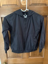 All in Motion Kids Black Windbreaker Jacket S 6/7 Zip Hood Zip Pockets Target