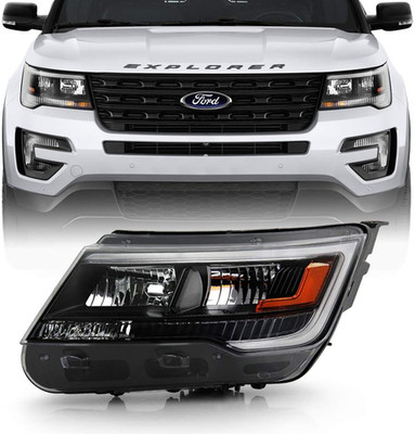 for 2016-2019 Ford Explorer Sport W/O Full LED W/Black Bezel LED DRL Headlight H