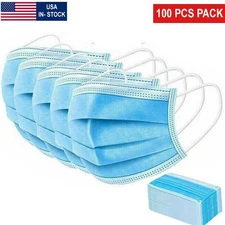 100 PCS Disposable Face Mask Non Medical Surgical 3 Ply Ear loop Masks USA