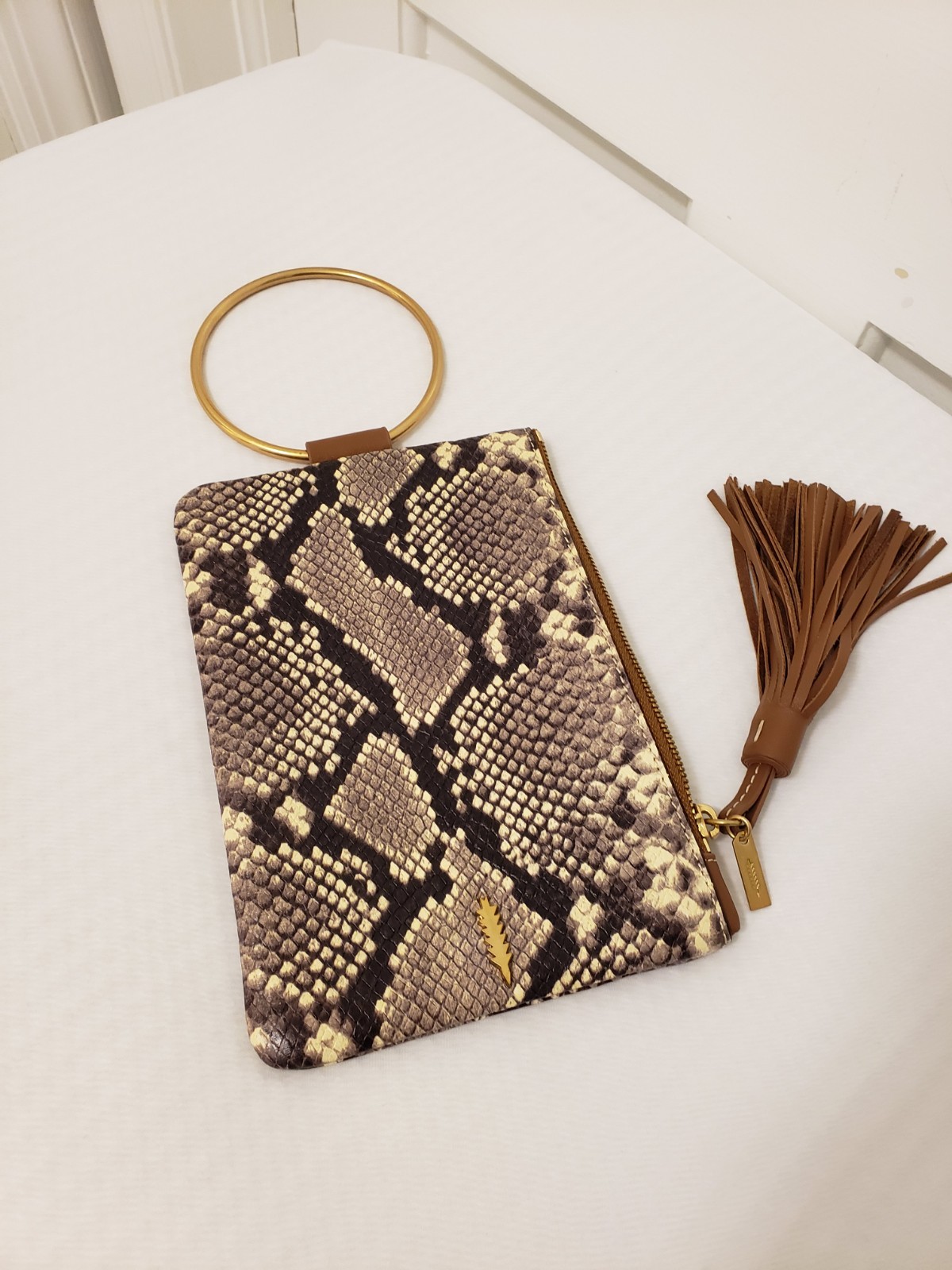 Thacker Nolita Ring Handle Tassel Python Print Em… - image 9