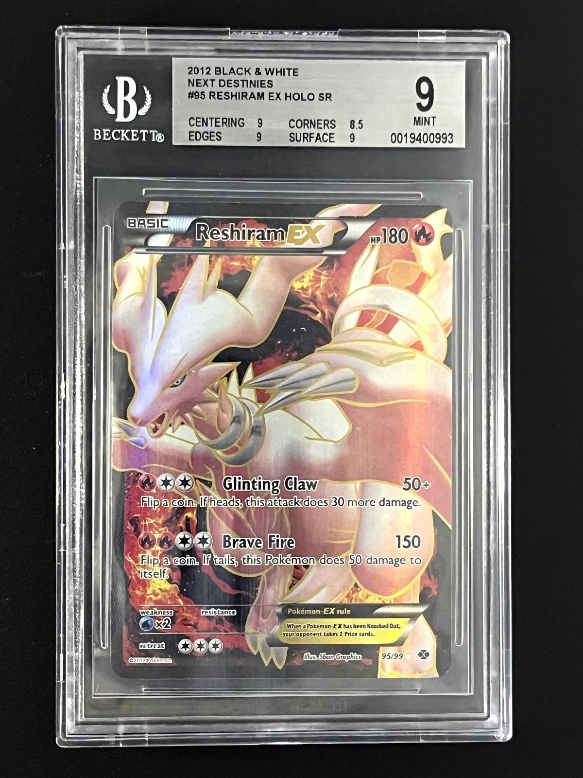 Reshiram EX Full Art 95 Black And White Next Destinies Pokemon BGS 9