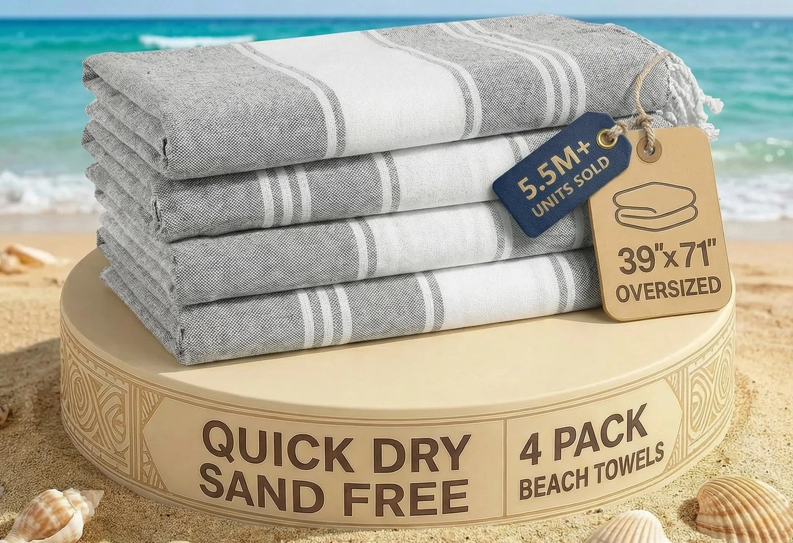 LANE LINEN Turkish Beach Towels