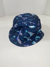 Wonder Nation Kids Sun Bucket Hat Reversible One Size Blue Shark Print UPF 50 