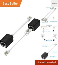 Phone Jack to Ethernet Cable Adapter, RJ45 8P8C Female to RJ11 6P4C Male for ...