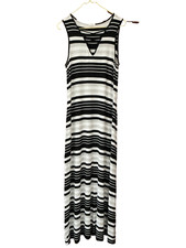Spense Black/White/Gray Striped Sleeveless Criss-Cross Maxi Dress Size Large