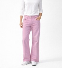 Pink Women's Denim Jeans Sz Sm Colored Wash Bell Bottoms Baggy Y2K Comfy Cotton