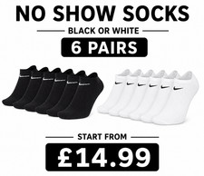 Nike Mens Womens Cotton Cushioned No Show Socks 6 Pair Gym Sports Trainer New