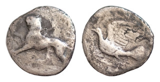 Peloponnesos Sikyonia Sikyon c. 431 400 BC AR Hemidrachm 14mm 2 2g Dove flying