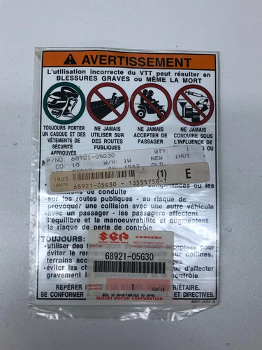 LABEL, WARNING (FRENCH)
