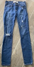 Abercrombie  Fitch The A F Super Skinny Distressed 0R, 25x31 Blue Denim Jeans