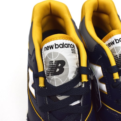 NWT New Balance 550 Navy Gold Yellow Leather Sneakers Michigan Mens 11 AUTHENTIC - Picture 14 of 17
