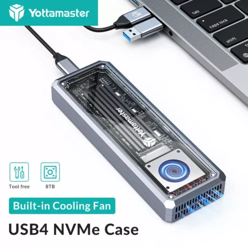Aluminium 40Gbps M.2 SSD NVMe Gehäuse USB 4 M.2 NVMe USB C Adapter für PCIe 2280 - Bild 1 von 9