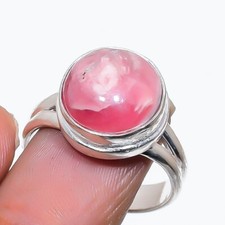Natural Rhodochrosite Gemstone 925 Sterling Silver Ring Size 8.5 US 