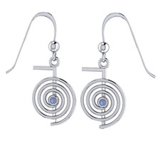 Peter Stone 925 Silber Reiki Ohrringe Cho Ku Rei Symbol Energiesymbol Mondstein